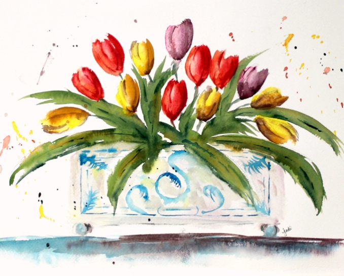 Jodi's watercolor-Tulips